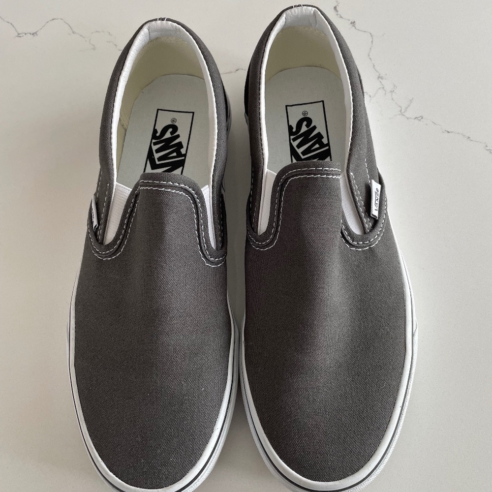 Vans womens dark gray canvas slip on sneakers size 8